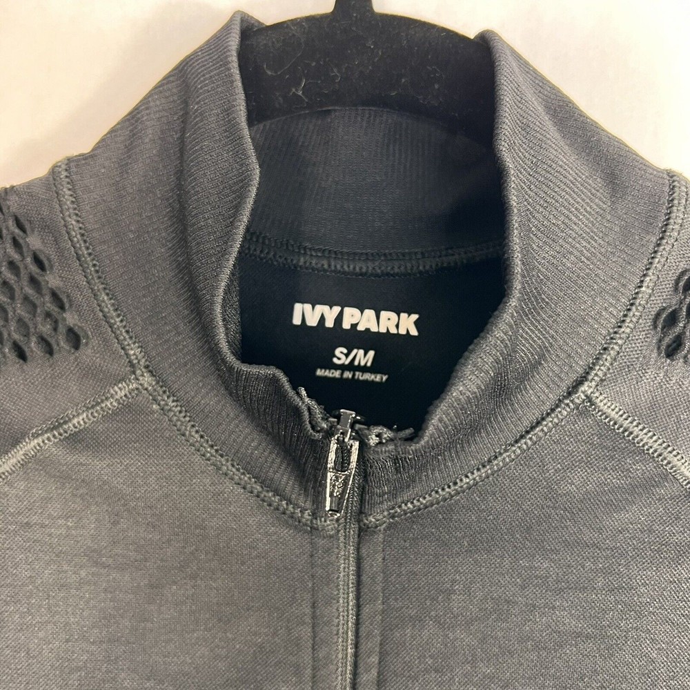Ivy Park Athletic Jacket Womens S/M Black Mesh Long Sleeve Thumb hole Cuffs - Picture 10 of 16